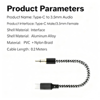 Cable Convertidor Portátil de Tipo-C a 3.5mm Hembra, Universal para Laptops, Llamadas en Línea y Juegos