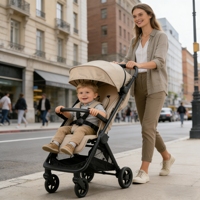 Poussette légère pliable en alliage d'aluminium avec une capacité de charge de 22 kg pour les enfants de 0 à 3 ans