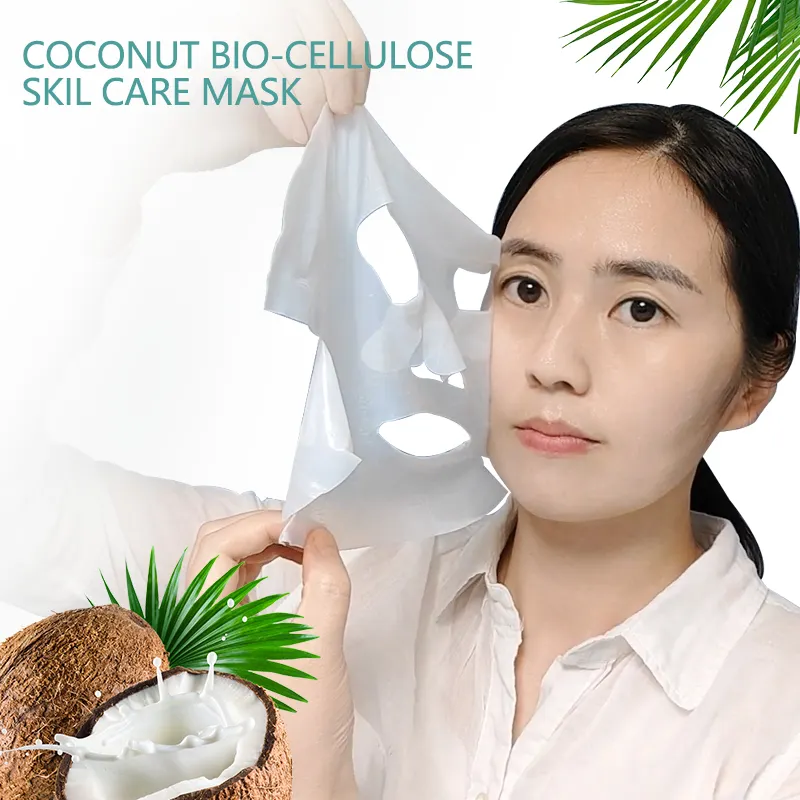 Bio Cellulose Gesichts maske Naturfaser Hautpflege Schönheit Kokosnuss Bio Cellulose Rohstoff Blatt Trockene Gesichts maske ohne Serum