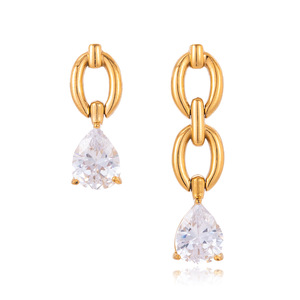 Pendientes de Gota de Agua con Engaste de Garra, de Acero de Titanio y Aleación de Zinc, Joyería de Moda para Fiesta para Mujer - Product Image 5