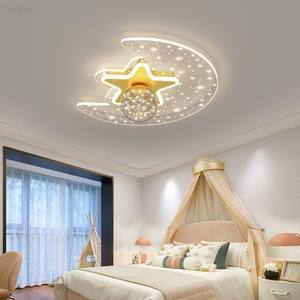 Lámpara de Techo Creativa Moderna Minimalista con Forma de Estrella y Luna, Base de Hierro, Clasificación IP44, LED Cálido, Diseño Romántico de Princesa para Dormitorio - Product Image 2
