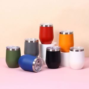 Wholesale 304 Stainless Steel Eggshell Cup 12oz Double Vacuum U-Shaped <b>Thermos</b> for Red Wine & Beer Foreign Trade - Product Image 3