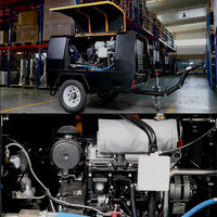 Compresseur d'air diesel portable à vis à haute pression avec roues, 25 CV, 185 CFM, 385 CFM, 300 CFM