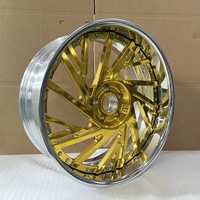 Jantes en alliage d'aluminium personnalisées à profil profond, finition or brillant poli pour véhicules classiques, 20, 22, 24, 26, 28, 30 pouces, avec lèvre chromée polie