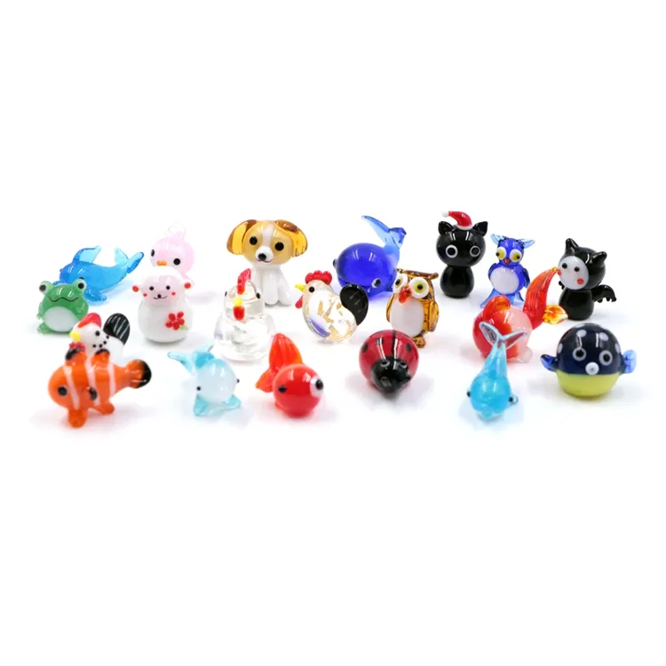 High Quality Mixed Design Miniature Small Blown Murano Glass Animal Figurine Wholesale