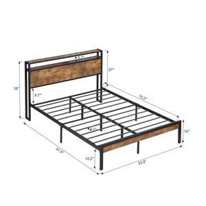 <span class=keywords><strong>Letto</strong></span> matrimoniale imbottito di alta qualità con libreria, struttura in legno e <span class=keywords><strong>ferro</strong></span>, <span class=keywords><strong>testiera</strong></span> morbida con contenitore e stazione di ricarica USB - Product Image 5