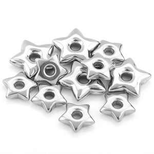 Cuentas de acero inoxidable en forma de estrella de 14 mm y 19,5 mm para la fabricación de collares, accesorios de joyería DIY, componente de colgante chapado en oro y plata. - Product Image 4