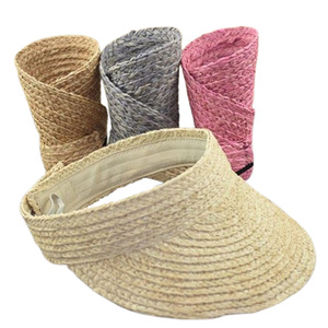 Mùa hè bãi biển phụ nữ gấp <span class=keywords><strong>Raffia</strong></span> rơm Braid Visor <span class=keywords><strong>hat</strong></span> - Product Image 1