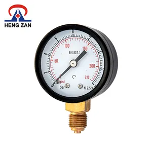 HENGZAN-minimedidor de presión de aire, caja negra de 40mm, 10bar, montaje inferior