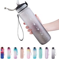 Bouteille de motivation Tritan 700ml/1000ml avec couvercle à ouverture rapide et longue paille