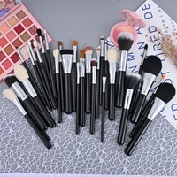 Ensemble de pinceaux de maquillage professionnel de luxe avec logo personnalisé, 42 pièces, manche en bois naturel, pour le visage, les yeux, le fond de teint, la poudre, outils cosmétiques