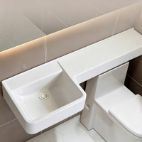Lavabo mural monobloc pour petits espaces, moulé par compression, à trou unique, incassable et durable