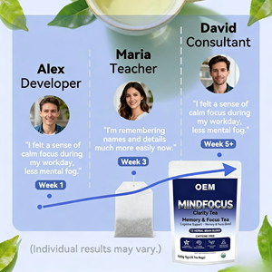 Té MINDFOCUS Clarity Memory Focus OEM, Mezcla de 12 Hierbas para el Cerebro, Apoyo Cognitivo, Sin Cafeína, 20 Bolsitas de Té, Caja de 100g, Orgánico - Product Image 4