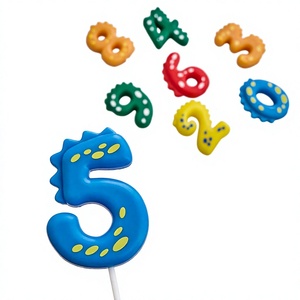 Bougies Chiffres Dinosaures de Dessin Animé en Cire de Paraffine Colorées, Décorations d'Anniversaire pour Garçons, Accessoires Photo pour Gâteaux et Fêtes de Bébé d'un <span class=keywords><strong>an</strong></span> - Product Image 1