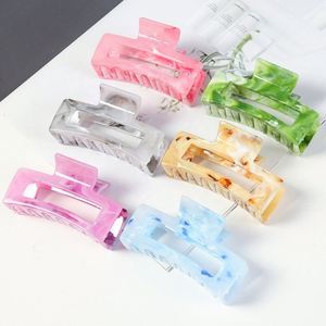 New Style Rectangle Square Hollow <b>Hair</b> Claw Frosted Shark Resin <b>Hair</b> Claw Resin Gripping <b>Clip</b> <b>Barrette</b> - Product Image 1