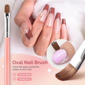 Pinceaux à ongles en gel plats/ovales/angulaires, pour la création d'art des ongles, la peinture DIY et le nettoyage des erreurs de pose sur les cuticules - Product Image 2