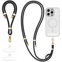 Cordon de téléphone en polyester de 6 mm avec boucle en cuir réglable et cordon tressé personnalisable pour la protection anti-perte des téléphones