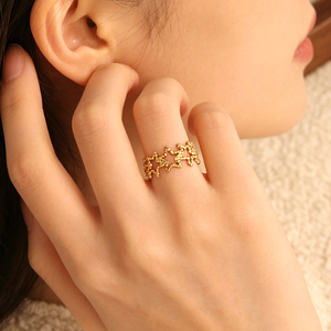 2026 New Arrival Fashion Women <b>Rings</b> Waterproof Stainless <b>Steel</b> <b>Rings</b> 18k Gold Plated Hollow Star <b>Ring</b> Wholesale - Product Image 1