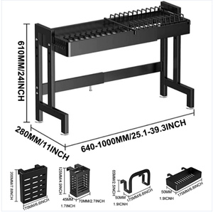 Escurridor de Platos Metálico Negro para Cocina, Estante Escurridor Sobre el Fregadero, Estante Multifuncional de Acero para Secar Platos - Product Image 3
