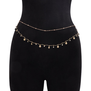 Double Layered Shell Rhinestone Waist Chain For Women Gold Summer <b>Beach</b> Tassel Fashion <b>Accessory</b> - Product Image 2