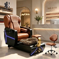 Fauteuil de pédicure professionnel de luxe marron avec massage des ongles 3D Human Touch, fauteuil de pédicure électrique pour spa et salon de beauté