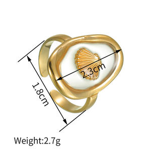 Anillo Abierto de Acero Inoxidable Transparente con Diseño de Estrella de Mar y Concha, Estilo Bohemio, Veraniego, con Flores Eternas - Product Image 3