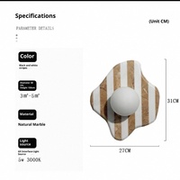 Nouvelle lampe murale rayée en marbre de style français, pour salon, chambre à coucher, chevet, bureau, style Tuoji créatif, lampe murale suspendue en D, vente en gros