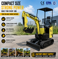 Mini-excavatrice 1,2 tonne la plus vendue, certifiée CE EPA Euro5, avec chenilles en caoutchouc, pour travaux agricoles, jardinage, tranchées et construction, fournisseur en gros, export