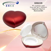 Étui vide pour coussin d'air avec miroir 10g, en forme de cœur, rouge, en plastique ABS, compact cosmétique double couche pour fond de teint, en vrac, recyclé
