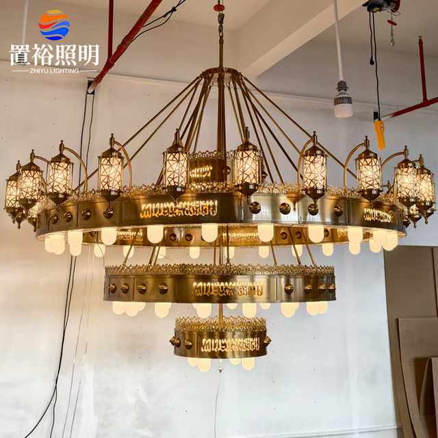 High Brightness Upscale Restaurant Custom-made Pendant Lights Hotel Hallway Large MetalGlass Chandeliers