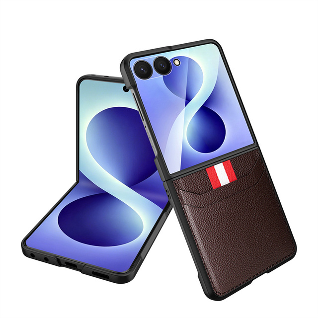 Fashion Stripe Decor PC+PU Leather Phone Cover,Full Wrap Hard Frame All Round Protection Case for Samsung Galaxy Z Flip8/Z Flip7
