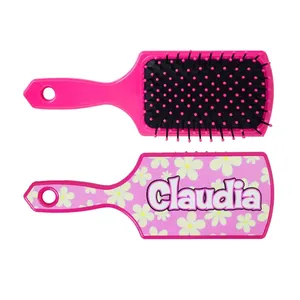 Cepillo para el cabello Claudia para niños con diseño de flores color rosa - Product Image 1