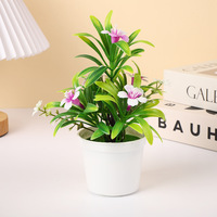 Plante Artificielle en Gros en Pot Petit Bonsaï Décoration de Bureau d'Événement Toile de Fond Artisanat Exquis Fleur Trompette Similée