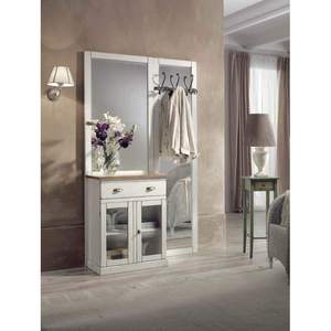 Appendiabiti Mobile da Ingresso a Due Pannelli con Specchio e 1 Credenza a Leggibilità e Visibilità Migliorate - Product Image 1