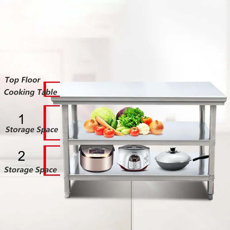 Double-Layer Household Kitchen Thickened Stainless Steel Worktable Kitchen Bench Top