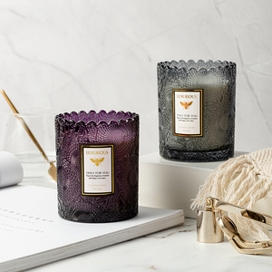 Pot à bougie en verre gaufré de haute qualité, sans sulfate, sans alcool, écologique, prix d'usine, différentes couleurs personnalisables - Product Image 2