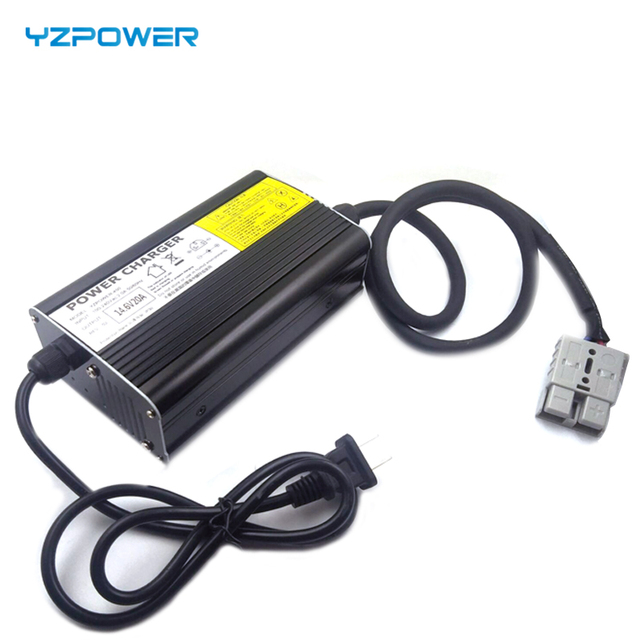 YZPOWER 14.6V 20A 4S Lifepo4 Battery Charger 12V Battery Pack Fast Charging Smart Power Supply for E Bike Solar Storage RV