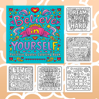 Libro da colorare minimalista 'Credi in te stesso' per adulti, con citazioni positive e motivanti, riduce lo stress, favorisce il benessere mentale, idea regalo