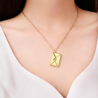 Haomi CE 18K verguld roestvrijstalen hanger met ruimte voor gravure, gouden Valentijnsdag/Moederdag cadeau, envelop ketting