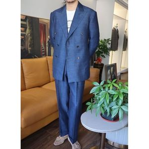 Precio Razonable Business Men's Blazer Suit azul sólido Solapa Slim Fit Business traje a medida <span class=keywords><strong>para</strong></span> hombres - Product Image 5