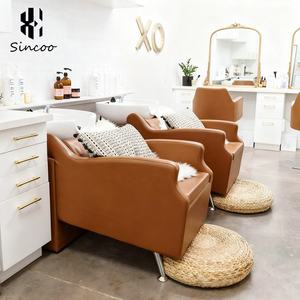 Fashion Shampoo <b>Chair</b> with Thickened Seat Cushion Semi-lying Design Customized Color LOGO Ceramic Basin Shampoo Bed - Product Image 5