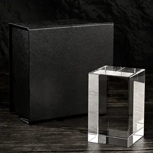 Glanzend Op Maat Gemaakte 3d Lasergravure K9 Crystal Cube Glas Decoratie Bijeenkomst Geschenken Kristal Ambacht