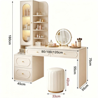 Ensemble de coiffeuses modernes de luxe blanches avec panneau autoportant, commodes intelligentes, bureau de maquillage, meubles de chambre en MDF multifonctionnels