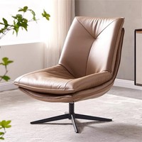 Fauteuil de luxe moderne avec structure en acier, pivotant et inclinable, en cuir synthétique, pour hôtel, salon ou chambre à coucher