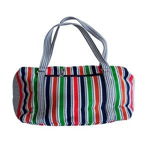 Cheap Two-<b>Zip</b> Striped Jacquard Shoulder Bag Women's Handbag Cotton Fabric Messenger Purse Ethnic Bohemian Style for Daily Use - Product Image 1