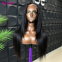 Pelucas al por mayor de cabello humano liso natural con encaje frontal 13x4 estilo capas, sin pegamento, HD, para mujeres afroamericanas