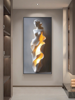 Tableau mural moderne de luxe léger en toile pour hall d'entrée, couloir, passage, avec relief abstrait, peinture murale moderne à suspendre