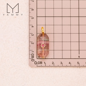 Colgante de Piedra Semipreciosa Hexagonal de Cristal Natural Tallado <span class=keywords><strong>Yammy</strong></span> YLY019 con Punta Doble y Piedra Central - Product Image 6