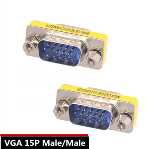 Vga 15p Male/Male Mini Gender Changer <b>Adapter</b> Zinc Alloy <b>Plug</b> In Connector - Product Image 1