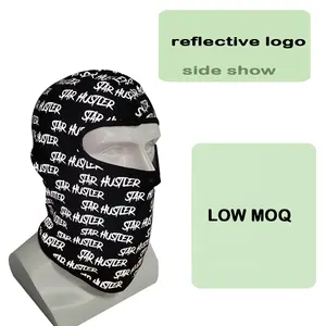 Nieuwe Mode Reflecterende Logo Bivakmuts Ski Masker Full Face Zwart Custom Ontworpen Thermische Bivakmuts